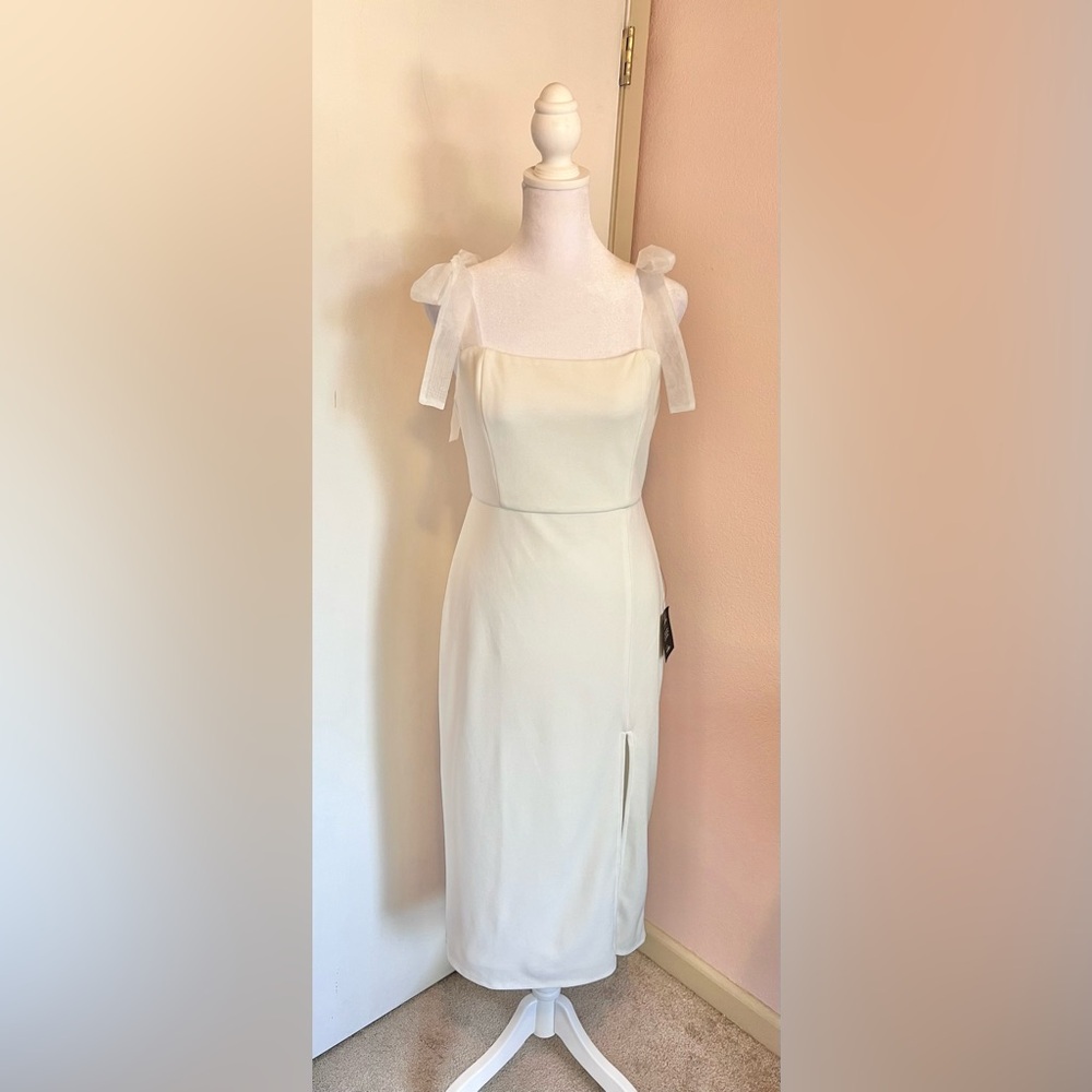 Lulus Romantic Celebration White Tie-Strap Bodycon Midi Dress - Picture 11 of 15